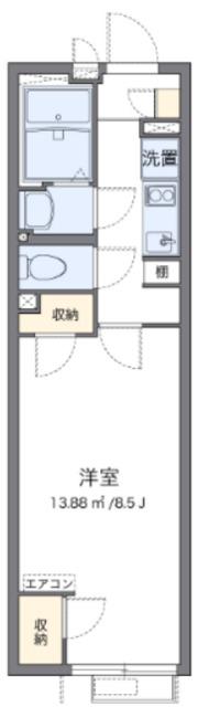 クレイノサンシティ八王子(1K/2階)の間取り写真