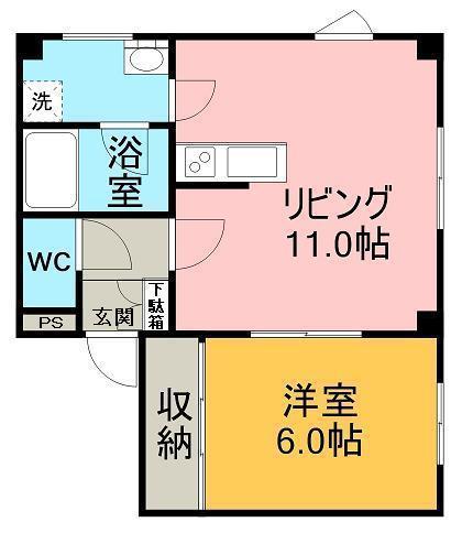 ロイヤルコート(1LDK/2階)の間取り写真