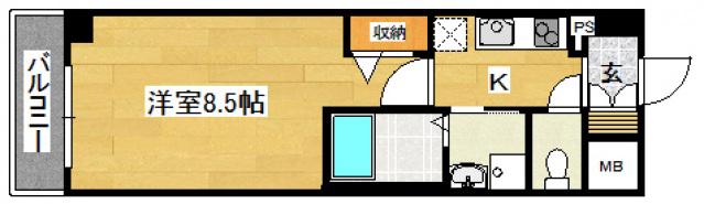 シェルピアコート貝塚(1K/4階)の間取り写真