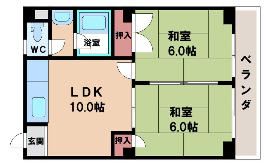 住吉ハイツ(2DK/4階)の間取り写真