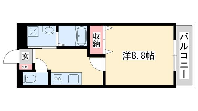 アーバンレジデンス東加古川(1K/4階)の間取り写真