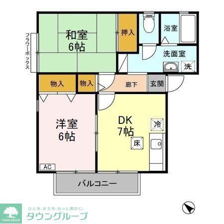 ストーク(2DK/1階)の間取り写真