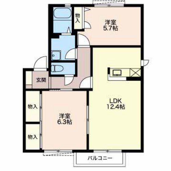 ルーラルグリーンB棟(2LDK/2階)の間取り写真