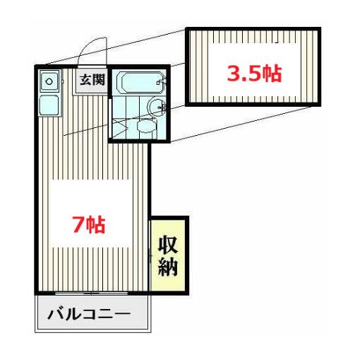 CASA滝王子(ワンルーム/2階)の間取り写真