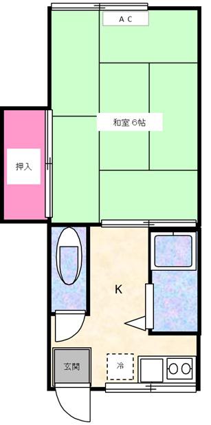 赤羽荘(1K/2階)の間取り写真