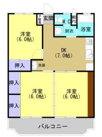 リリィハイツ(3DK/3階)の間取り写真