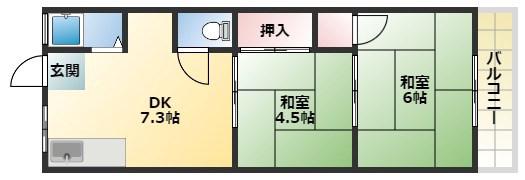 本津マンション(2DK/2階)の間取り写真
