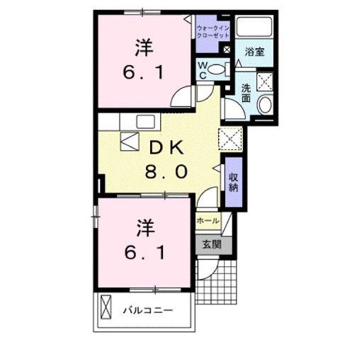 メゾン・チトセA(2DK/1階)の間取り写真