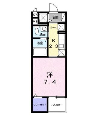 カーサ シエロ(1K/4階)の間取り写真