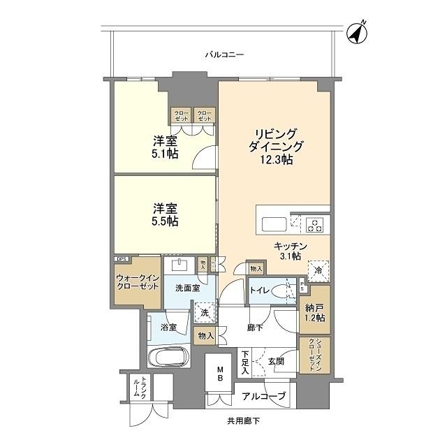 ジオタワー大阪十三(2LDK/17階)の間取り写真