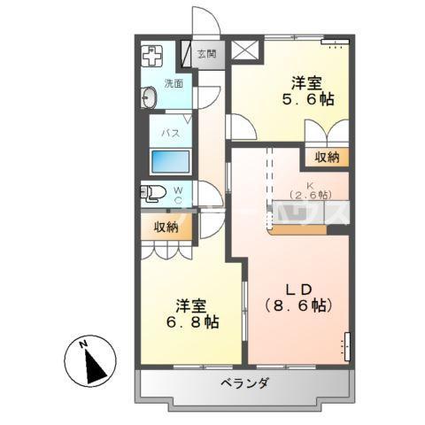 サニーコート.F(2LDK/1階)の間取り写真