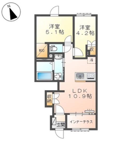 アネシス八王子(2LDK/1階)の間取り写真