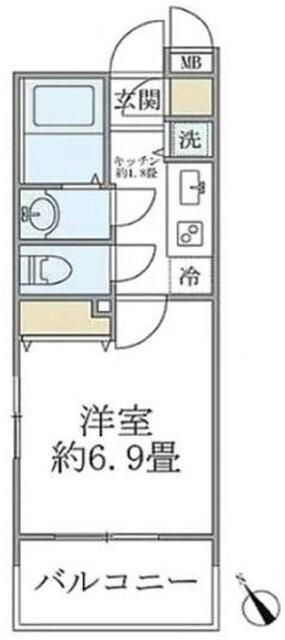 レジデンシア麻布十番(1K/7階)の間取り写真