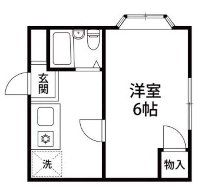 相武ビル(1DK/3階)の間取り写真