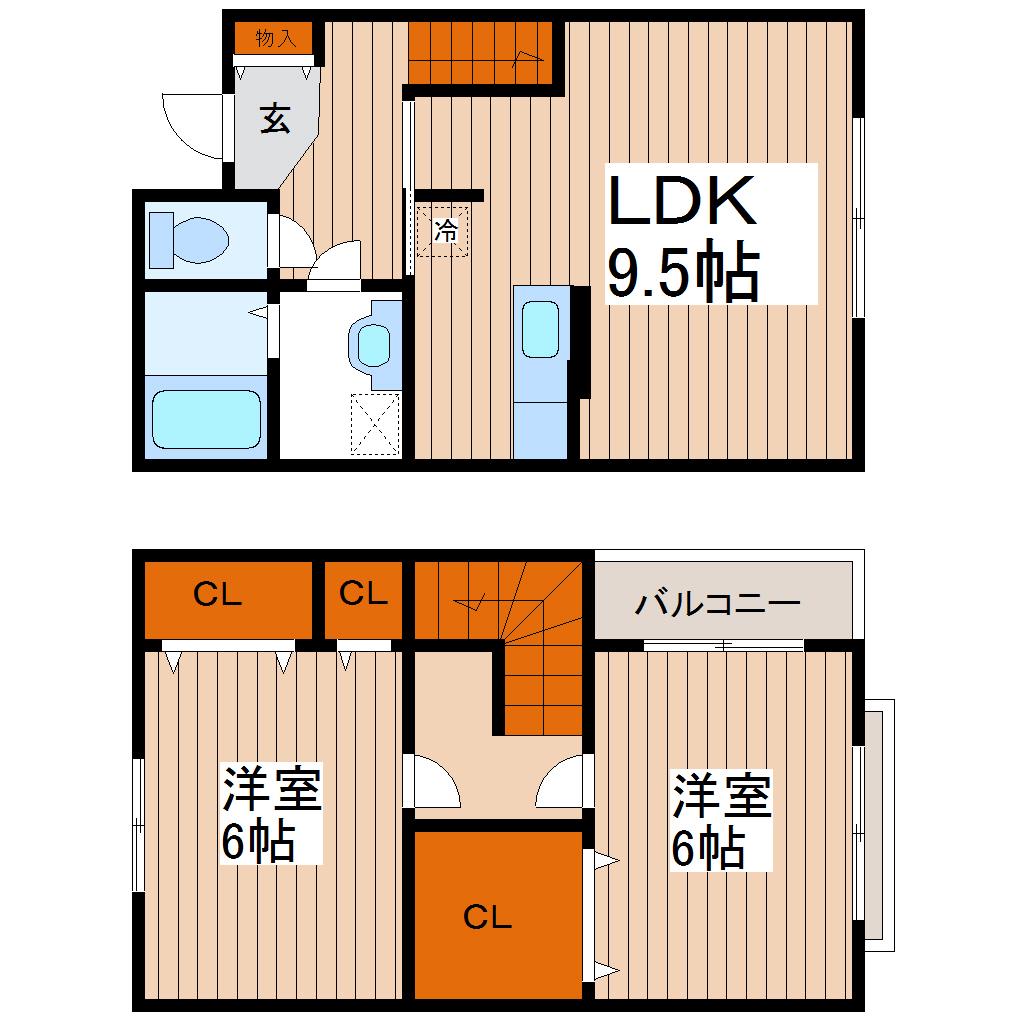 エクセレント愛子A(2LDK/1階)の間取り写真