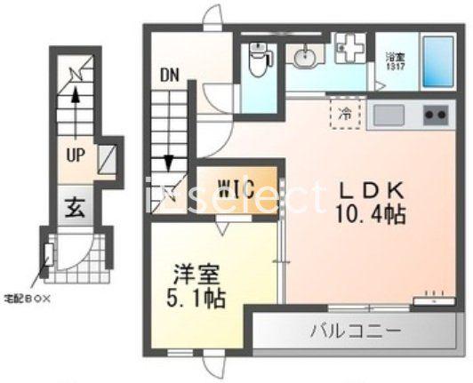 AZURE(1LDK/2階)の間取り写真