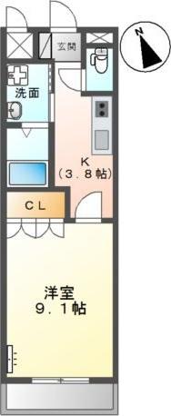 敬愛ハイツB(1K/1階)の間取り写真