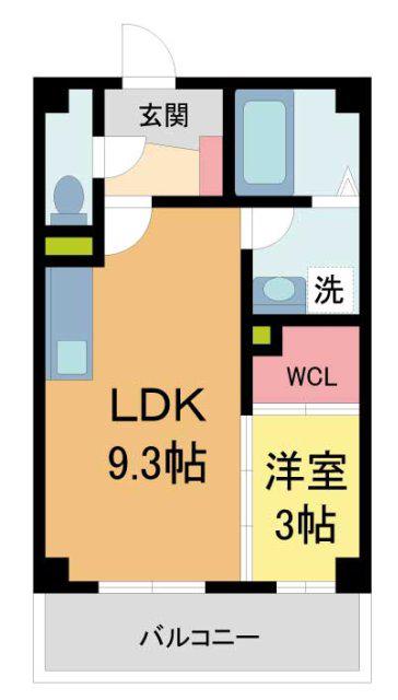 ルクス西宮北口(1LDK/2階)の間取り写真