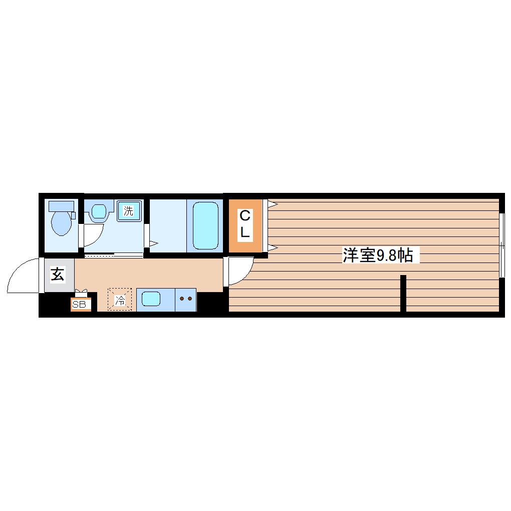 AZUL富沢(1K/2階)の間取り写真