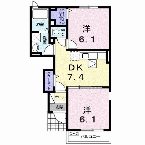 フォーリーフII(2DK/1階)の間取り写真