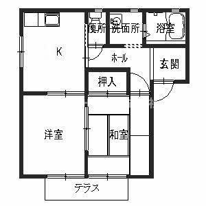 ファミーユ(2K/1階)の間取り写真