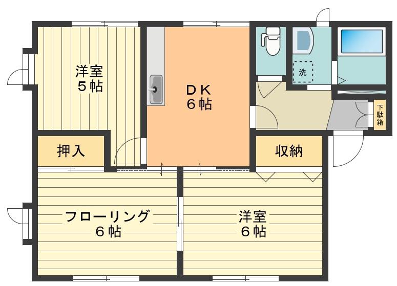 ボナールI(3DK/1階)の間取り写真