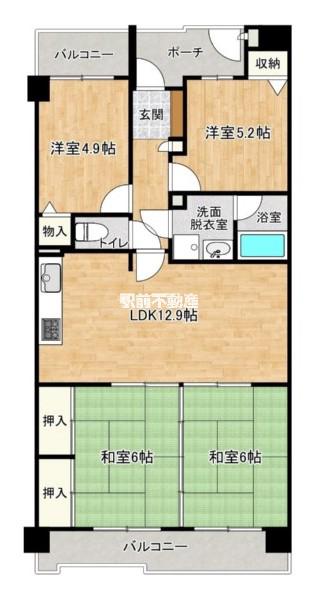 藤和奈多ハイタウン(4LDK/5階)の間取り写真
