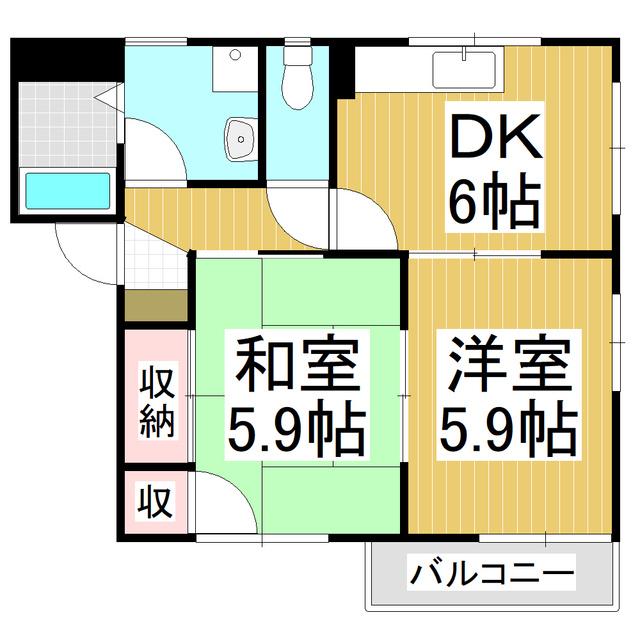 フォーブルたかやまC(2DK/1階)の間取り写真