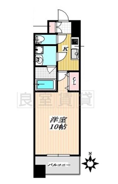 ヴィルクレア桜山(1K/9階)の間取り写真