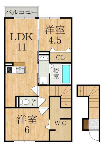 ノヴルラフィーネ(2LDK/2階)の間取り写真
