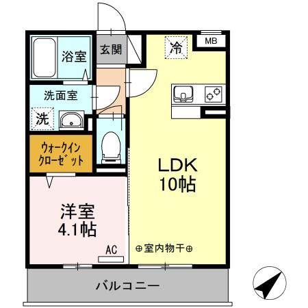 ミルキーウェイ(1LDK/3階)の間取り写真