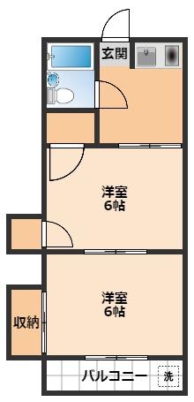 紅ビル21(2DK/3階)の間取り写真