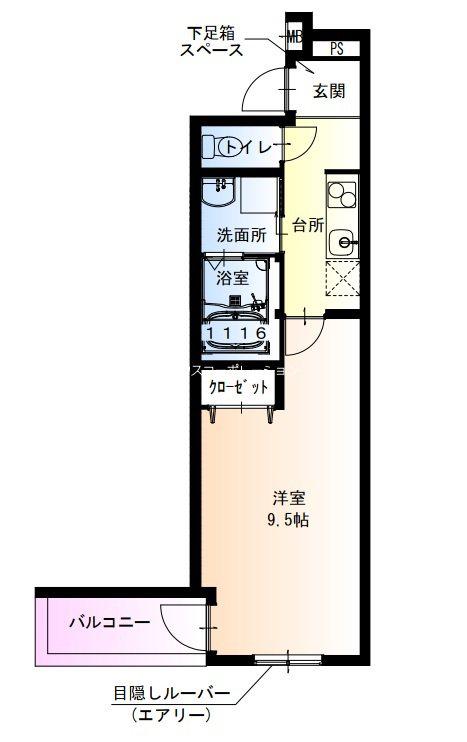 フジパレス阪急武庫之荘駅西2番館(1K/2階)の間取り写真