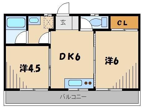 アインス東所沢(2DK/3階)の間取り写真