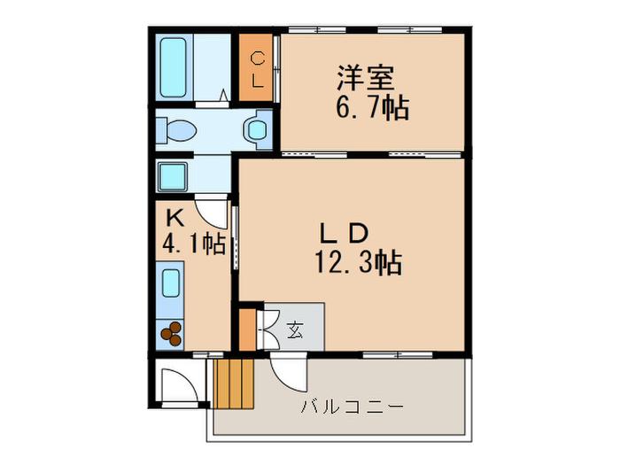 光第1ビル(1LDK/1階)の間取り写真