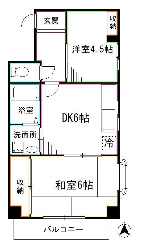 サンローゼ津田第1(2DK/4階)の間取り写真