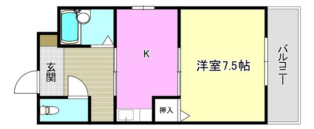 青葉丘コーポI(1K/1階)の間取り写真