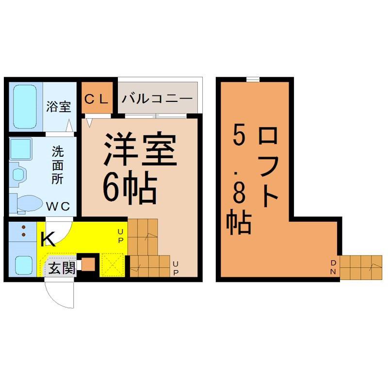 HUMMING LIFE新栄(1K/2階)の間取り写真
