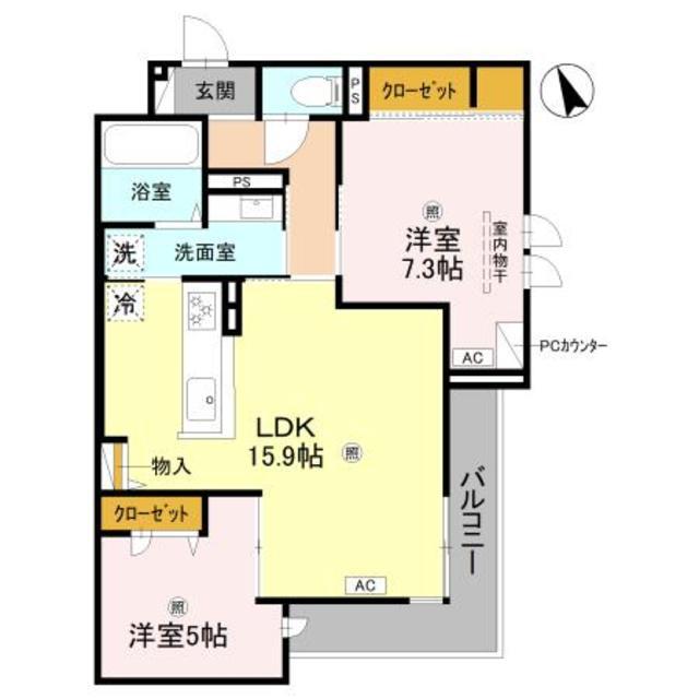 ザ・グレイスナカモズ(2LDK/3階)の間取り写真