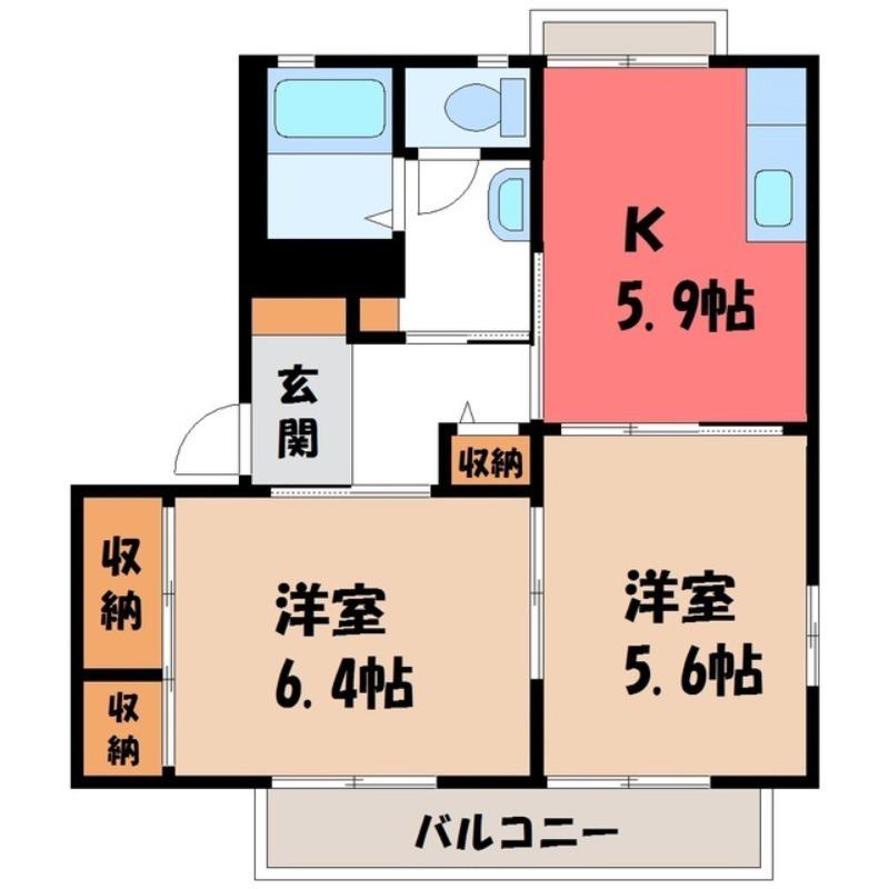 フロラシオン野木 I(2K/2階)の間取り写真