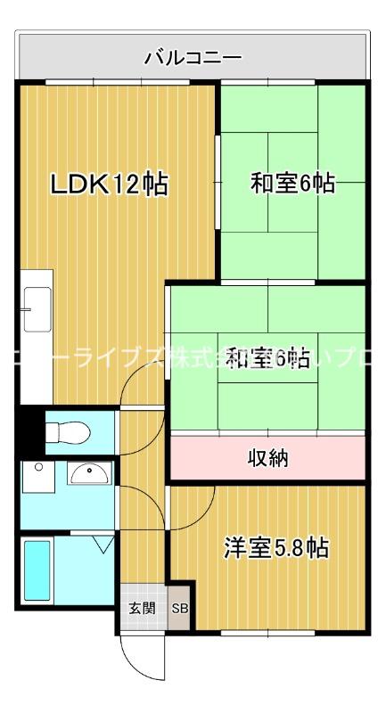 バーンフリート寝屋川(3LDK/2階)の間取り写真