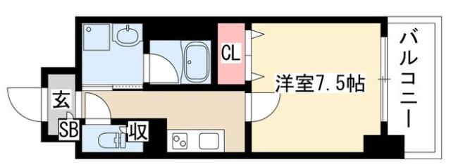 ラルーチェ泉(1K/6階)の間取り写真