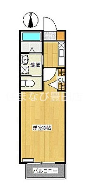 DIAS TOWN 大清水D棟(1K/2階)の間取り写真