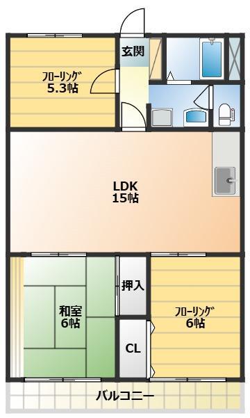 ミツルマンション(3LDK/3階)の間取り写真