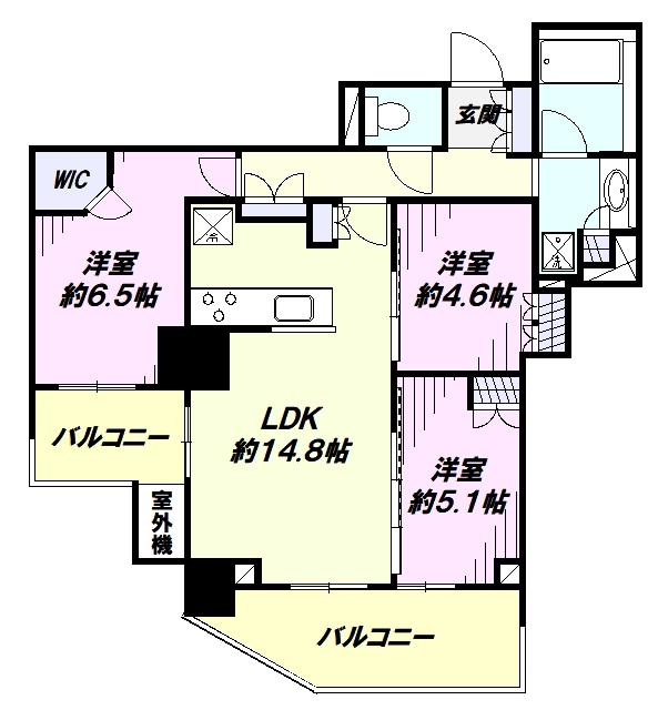 プラウド立川マークス(3LDK/8階)の間取り写真