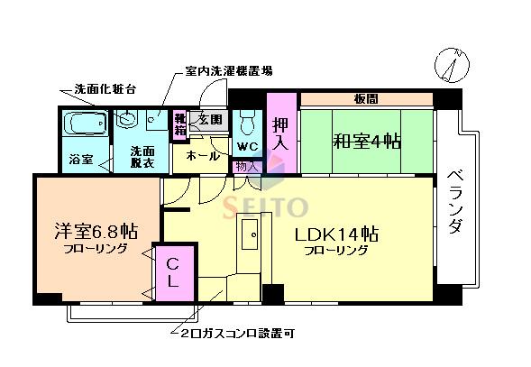 マティエール曽根(2LDK/1階)の間取り写真