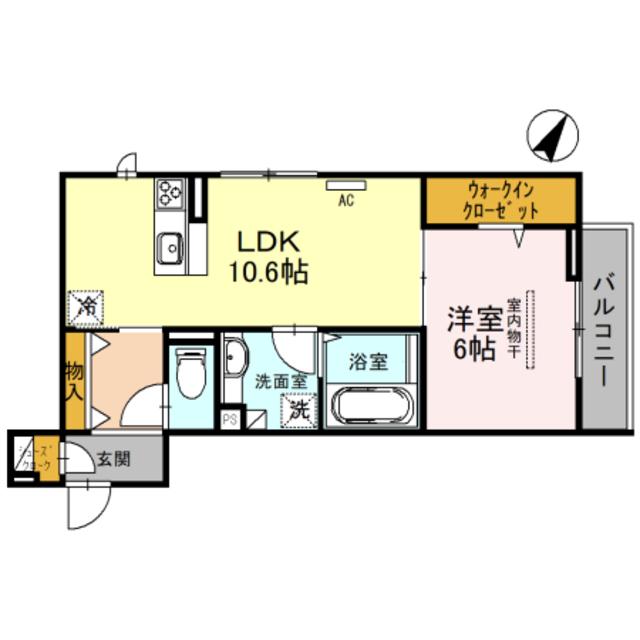 近鉄南大阪線 恵我ノ荘駅 徒歩6分 3階建 築6年(1LDK/1階)の間取り写真