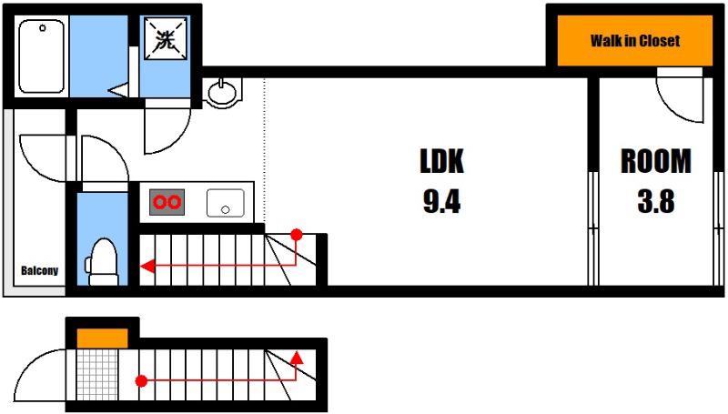 PABLO戸坂 A棟(1LDK/2階)の間取り写真