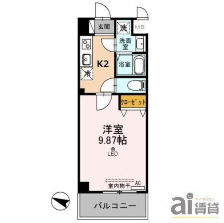 アエル新所沢(1K/1階)の間取り写真