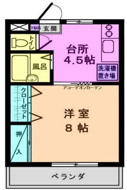 グリーンヒルズIII(1K/2階)の間取り写真